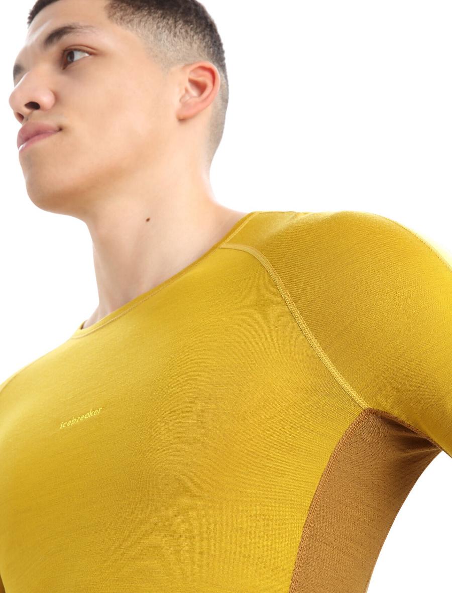 Silent Gold / Clove Men's Icebreaker 200 ZoneKnit™ Merino Long Sleeve Crewe Base Layers | USA 1326HAPK